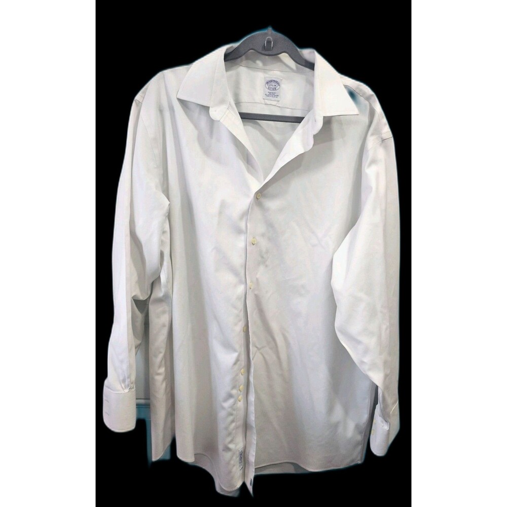 Brooks Brothers Men's Dress Busines Shirt Egyptian Cotton High Quality 17.5 × 34